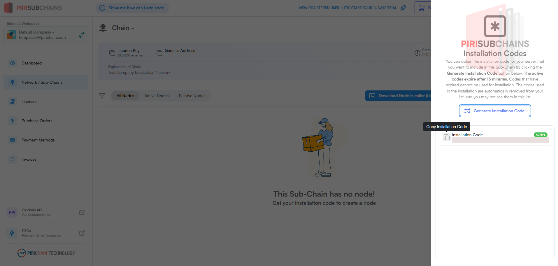 create-and-copy-installation-codes